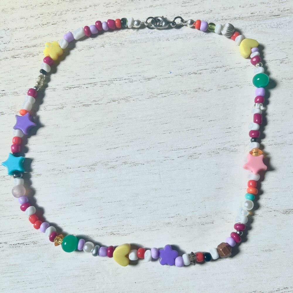 Multi-Colored 90s Y2K Kandi & Mixed Mismatched Beaded Necklace